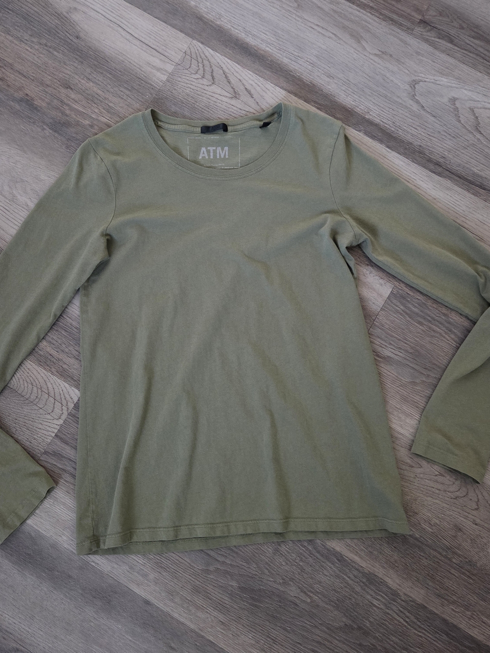 ATM Anthony Thomas Melillo Slub Jersey Long-Sleeve Crewneck Olive Green Sz S